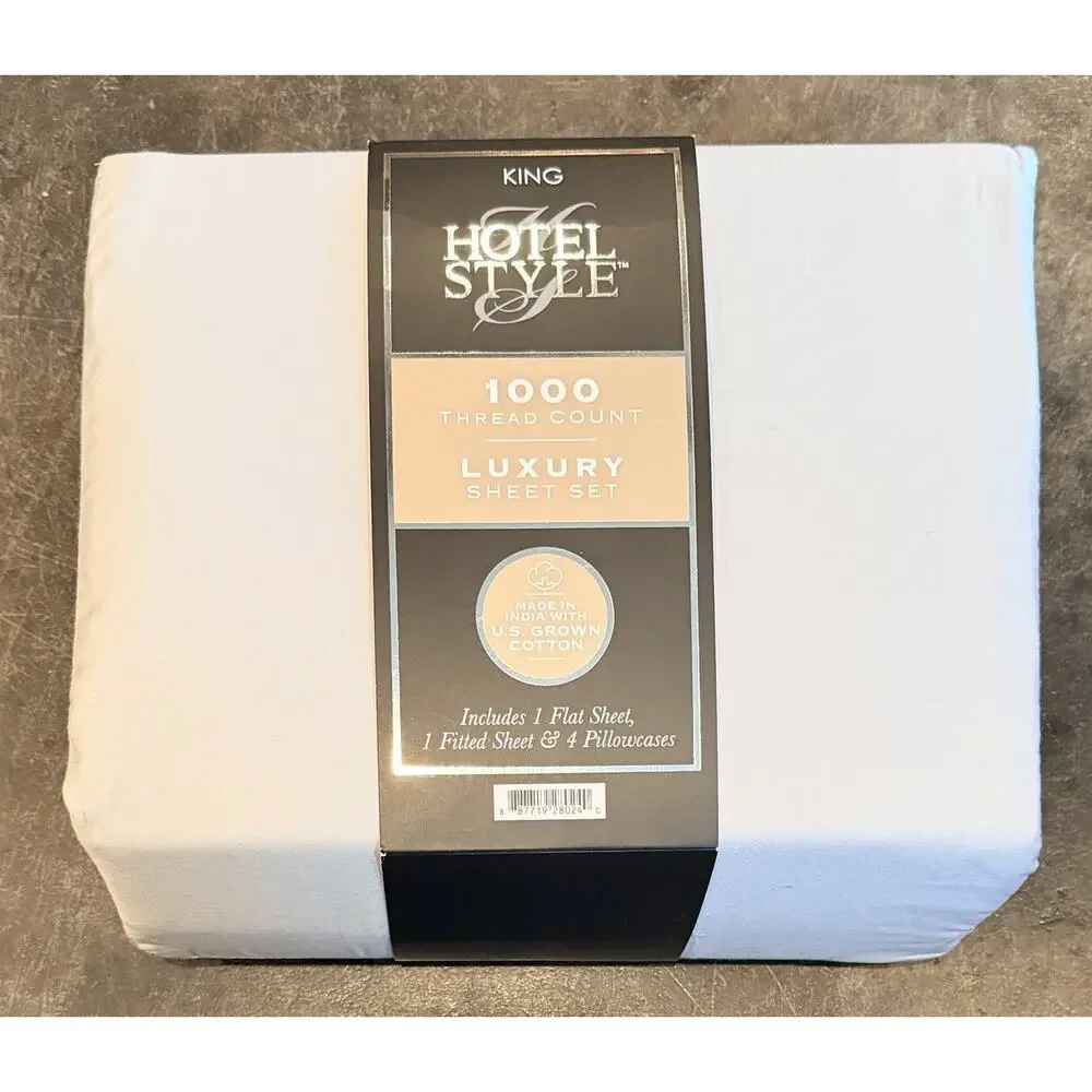 Hotel Style 6-Piece 1000 Thread Count Bed Sheet Set King Platinum Silver 18”deep - Picture 1 of 8